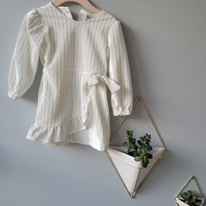 Habitual holiday dress - Worn Once - Cream Velour with Stripes